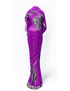 Sari prune &  strass argenté  - 1 2