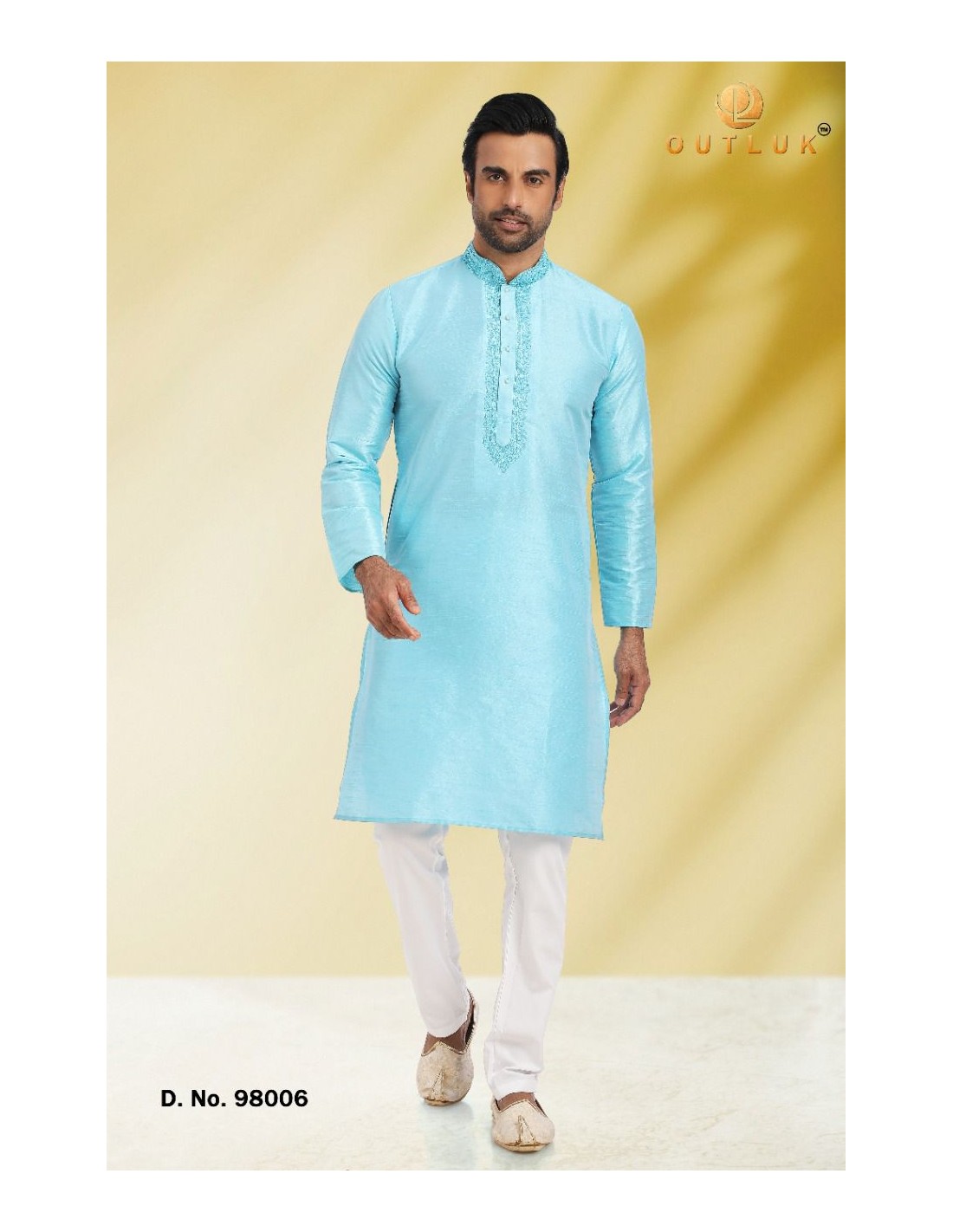Nlaayong Qamis Mens Kurta Pyjamas Mens Traditional Indian Shirt Muslim Indian Clothing Indian Party Wear Long Sleeve Clothing Arabic Clothing, 01 Blau, M