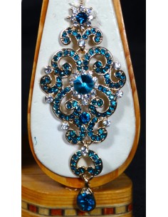 Parure Bijoux indiens Meena bleu turquoise et doré  - 1 2