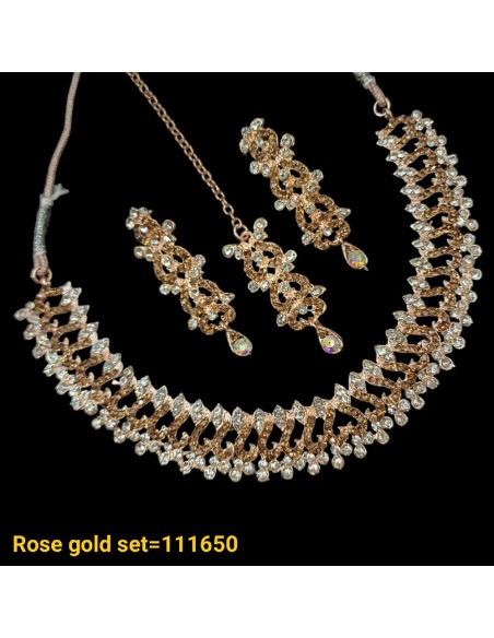 Parure Bijoux collier indienne doré ambre blanc padmawati  - 1