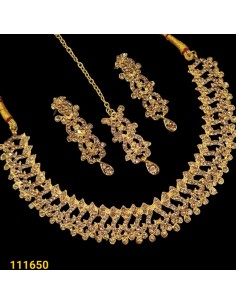 Parure Bijoux collier indienne doré ambre padmawati  - 1
