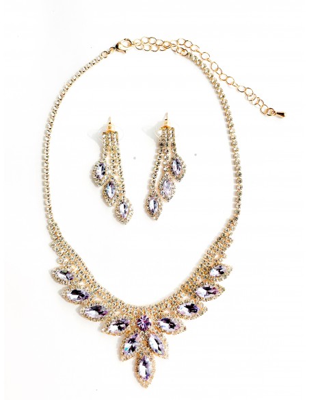 parure doré et strass lilas  - 1